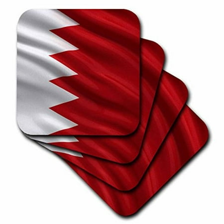 3dRose Flag of Bahrain waving in the wind, Ceramic Tile Coasters, set of 4