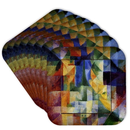 3drose, Delaunay Abstract Cubism Painting of 1912, Set of 8 Coasters - Cork