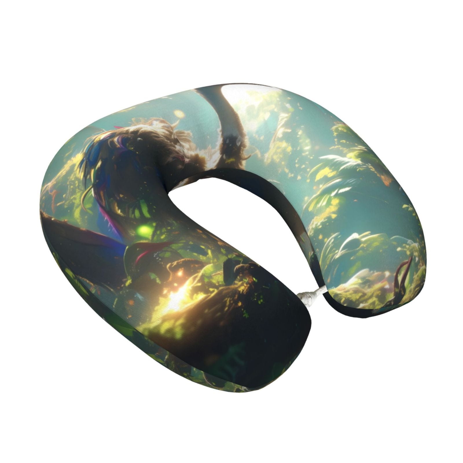 Xecao Majestic Ostrich In Forest Print Memory Foam Cervical Neck Pillow Versatile U-Shaped Pillows for Home,Office,Camping,Travelling,Soft Washable Cover