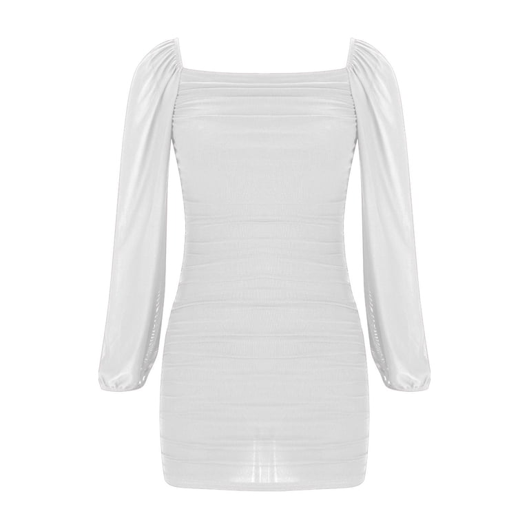 white tight dresses Sexy Evening Dress, Aesthetic Outfit Dress Y4664  Simplepromdress Wear this with your favorite heels Perfect for formal events Long sleeves Slim fit Plunge Neckline Feather Skirt White