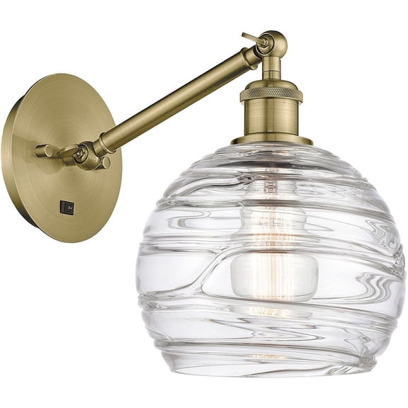 317-1W-AB-G1213-8-LED-Innovations Lighting-Athens - 1 Light Wall Sconce In Industrial Style-12.38 Inches Tall and 8 Inches Wide Antique Brass Clear