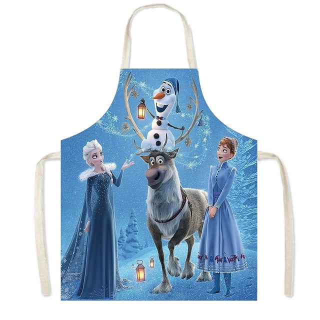 Frozen Princess Elsa Frozen Children's Adult Parent Child Handicraft Activity Anti fouling Apron Neck(56*45 cm)