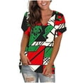 thumbnail image 3 of JTZGDY Western Shirts for Women Vintage African Dashiki Print Summer Short Sleeve Casual V Neck Contrast Color Ethnic T-Shirts Trendy Ladies Flowy Tunic Blouse White M, 3 of 6