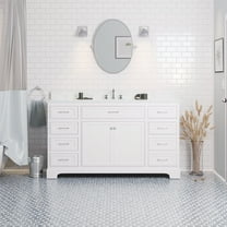 Aria 60" Single Bathroom Vanity with White Cabinet and Engineered Marble Top