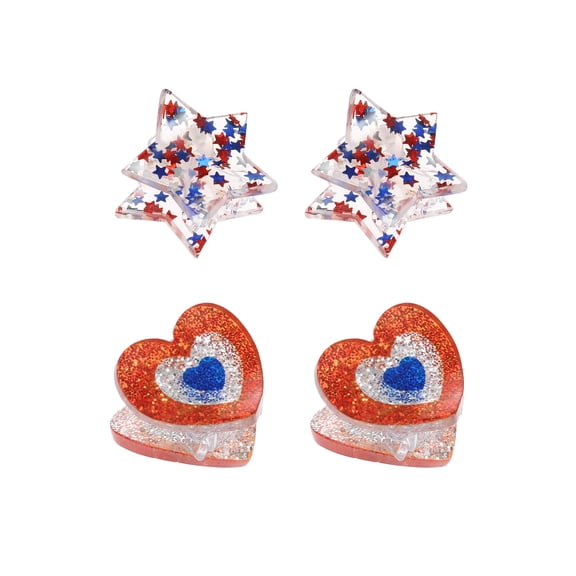 Way to Celebrate Americana Patriotic Mini Hair Clip Set