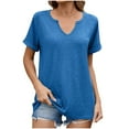 thumbnail image 2 of Otvok Womens Solid Color Tops V-Neck Short Sleeved T-Shirt for Summer, 2 of 6