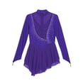 thumbnail image 6 of Aislor Kids Girls Figure Ice Skating Leotard Dress Long Sleeve Glittery Sheer Mesh Ballet Dance Purple 16, 6 of 7