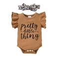 thumbnail image 4 of Bullpiano Newborn Infant Baby Girl Summer Clothes Baby Girl Outfit Sets Ruffle Sleeve Romper Skirt Headband Summer Clothes Set 0-12M, 4 of 9