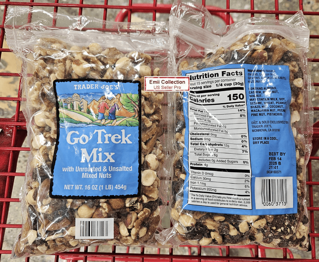 Trader Joe’s Go Trek Mix with Unroasted & Unsalted Mixed Nuts 16oz 454g (2 Bags)