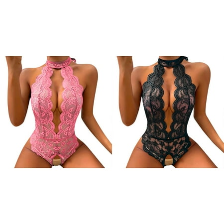 2-Pack Women Fashion Bodysuit Lingerie Roleplay Lingerie Women Red Plaid Lace Lingerie New Years Eve Lingerie for Women Womens Corset Lingerie Valentines Lingerie plus Size Lingerie Role