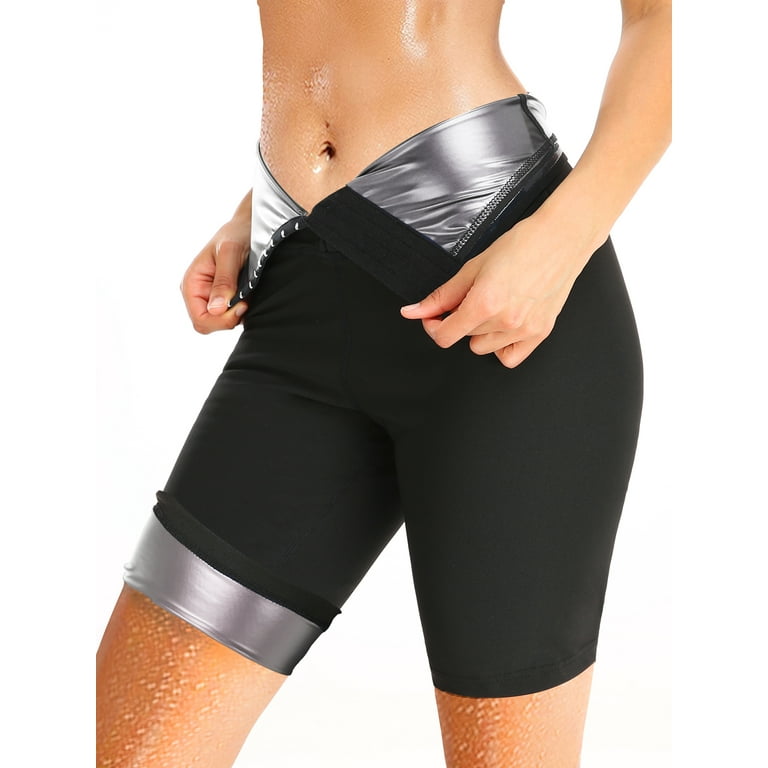 QRIC Sauna Pants Women Sweat Capris Slimming Leggings Gym Workout Short  Tights High Waist Body Shaper Suits