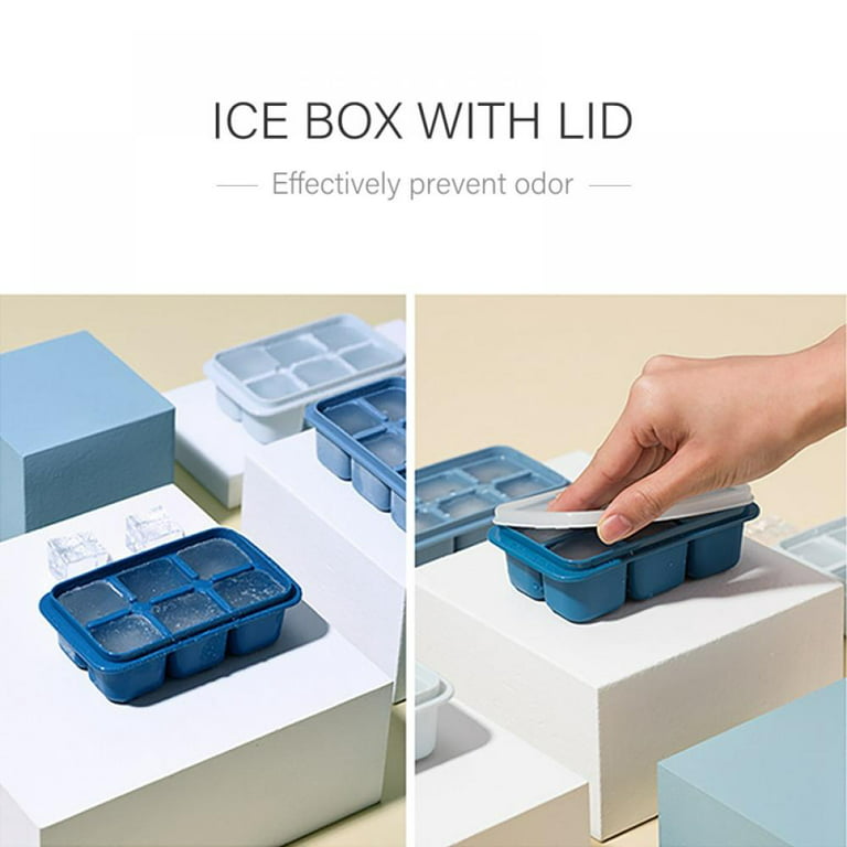 3 Piece Silicone Ice Cube Mold with Lid, Stackable and Dishwasher Safe Ice  Tray