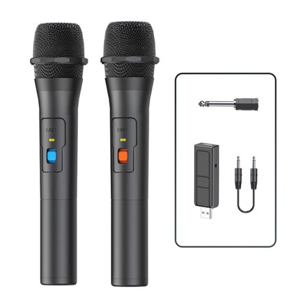 KKMOL Professional VHF Handheld Microphone System Wireless Mic Karaoke W/ USB Receiver