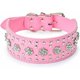 thumbnail image 1 of Collar de cuero tachonado para perros (rosa XS) -, 1 of 1