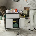thumbnail image 3 of Aobabo Metal Storage Cabinet on Wheels with 1 Drawer, Rolling Steel Garage Tools Cabinet with Side Pegboard &4 Hooks & 1 Adjustable Shelf for Garage,Shop,Home,Gray/Black, Assembly Required, 3 of 8