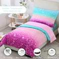 thumbnail image 7 of PERFEMET 4 Piece Cozy Toddler Bedding Set for Girls,Gradient Pink Turquoise Glitter Star Comforter,Breathable Lightweight Microfiber, 7 of 7
