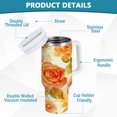 thumbnail image 4 of 30 oz Stainless Steel Tumbler Vacuum Insulated Leak Proof Stainless Steel Coffee Cup Water Bottles Cartoon Orange Roses Seamless, 4 of 9