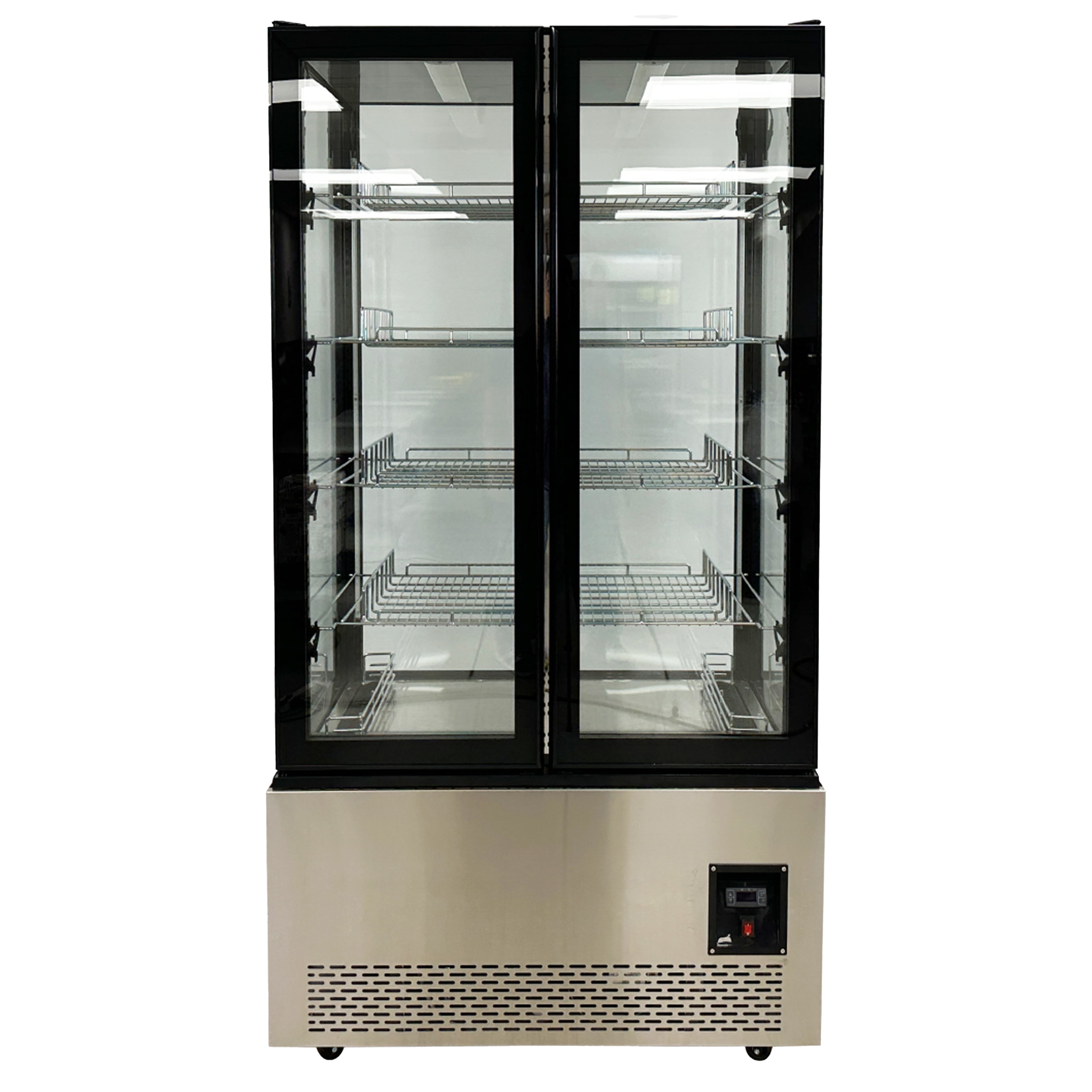 78in. Commercial Merchandiser Glass Door Freezer 4 Side Display Showcase 23 Cu.Ft. Auto DefrostNSF ETL