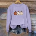thumbnail image 7 of BiZtdJrK Womens Fall Crewneck Sweatshirts Pumpkin Printed Long Sleeve Casual Pullover Tops Loose Fit Lightweight Halloween Sweatshirt Purple L, 7 of 7