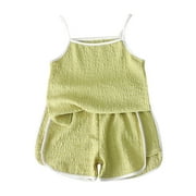ZRBYWB Summer Thin Children's Sleeveless Camisole + Shorts Fashion 2 Piece Set Summer Clothes