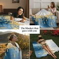 thumbnail image 6 of Blue Gold Textured Throw Blankets, Abstract Modern Art Soft Fleece Blanket Decorative for Home Sofa Couch Chair Living Bedroom, 30x40 Inches,, 6 of 9