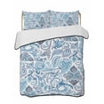 thumbnail image 2 of Blue Paisley Full Size Down Alternative Comforter, Lightweight Comforter Quilt Bedding Set with Pillow Shams Ethnic Abstract Art Vintage All Seasons Bed Comforter Duvet Insert 78"x90", 2 of 7