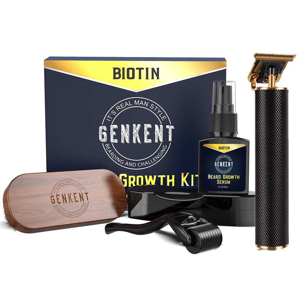 Genkent 5 In 1 Beard Kit for Men Perfect Gifts Beard Growth Kit, Natural Beard Growth Oil, Beard