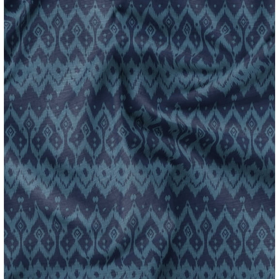 Soimoi Pure Silk Blue Fabric By the Yard - 42 Inch Wide - Ikat Fabric - Elegant and Traditional Patterns for Stylish Creations Printed Fabric