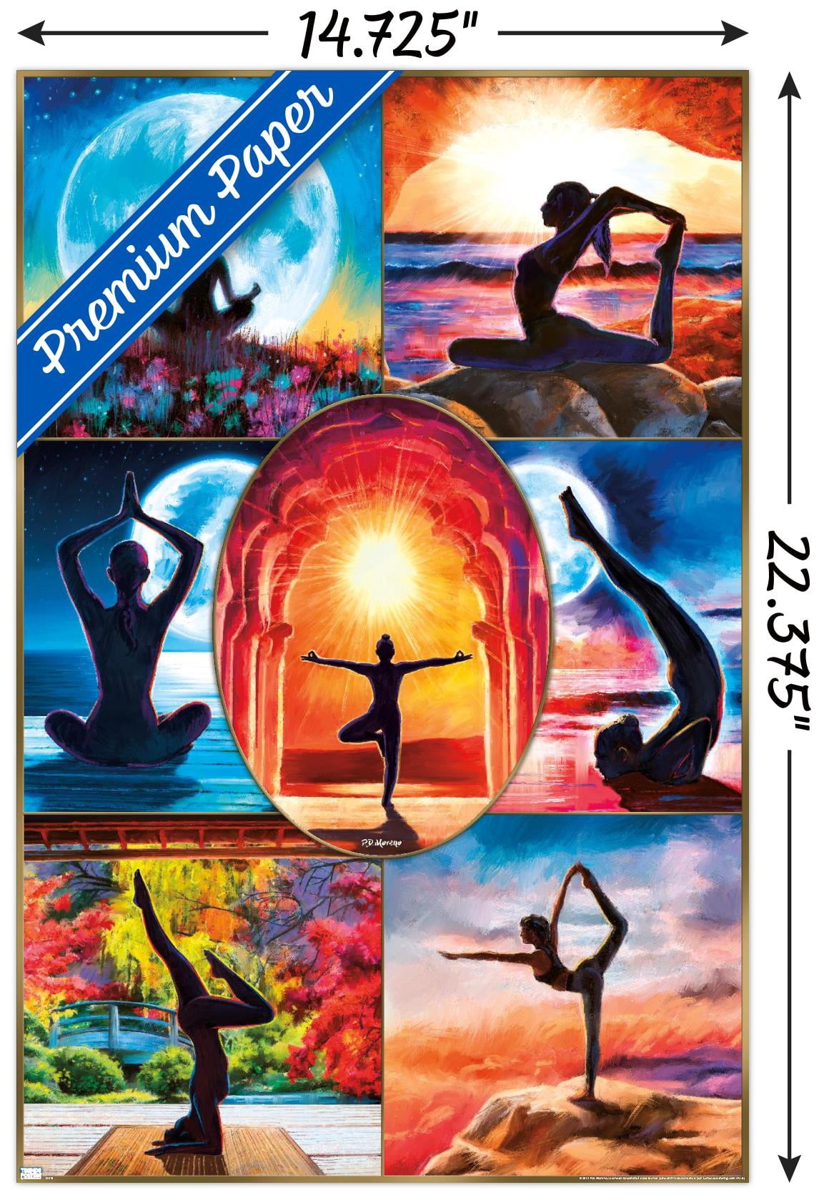 PD Moreno - Fine Art - Yoga Collage Wall Poster, 14.725" x 22.375"