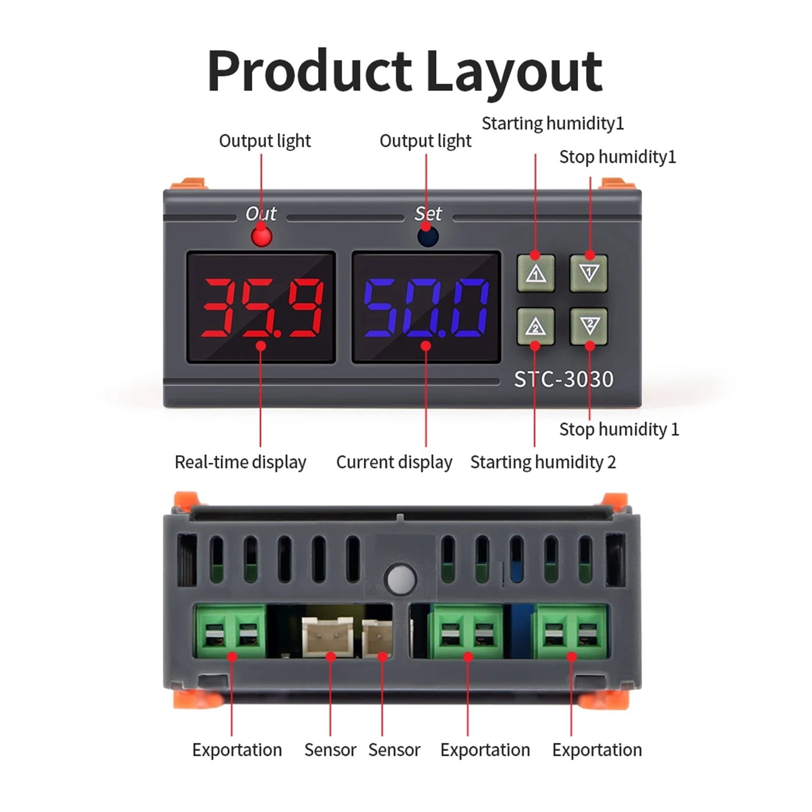 STC-3029 STC-3030 STC-3031 LED Display Soil Moisture Controller Humidity Thermoregulator for Plant Soil Monitor Meter Hygrometer