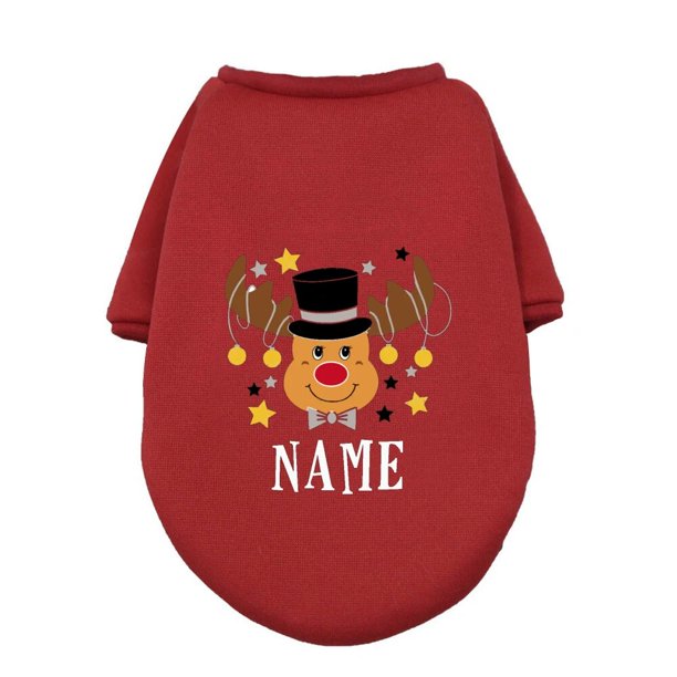 Ropa navideña personalizada para perro, sudaderas con capucha cálidas de invierno con nombre de ciervo, Bulldog francés para cachorro, ropa de perro mediano, regalo