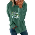 thumbnail image 5 of Drawstring Hoodie for Women Merry Christmas Outfits Letter Printed Casual Loose Hooded Sweatshirt with Front Pocket (L, Green 02), 5 of 6