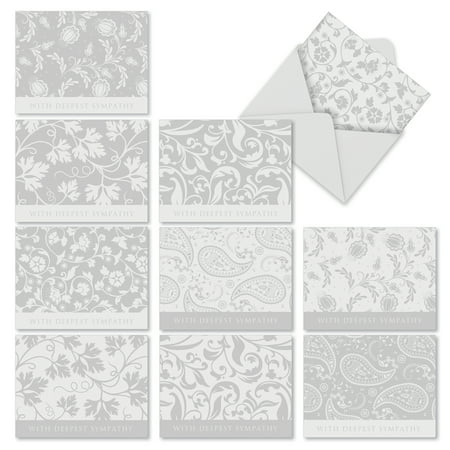 M2342SRB CONDOLENCE CARDS' 10 Assorted Sorry Note Cards Featuring Subtle Floral and Paisley Designs to Help Convey Your Sincerest Sympathy with Envelopes by The Best Card