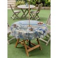 thumbnail image 4 of Outdoor Tablecloth with Umbrella Hole for Patio/Picnic/Party/Camping, Blue Flower Waterproof Table Cloth Round Cover Washable, Pastoral Daisy Floral Field Seaside Scenery (Dia 54"), 4 of 9