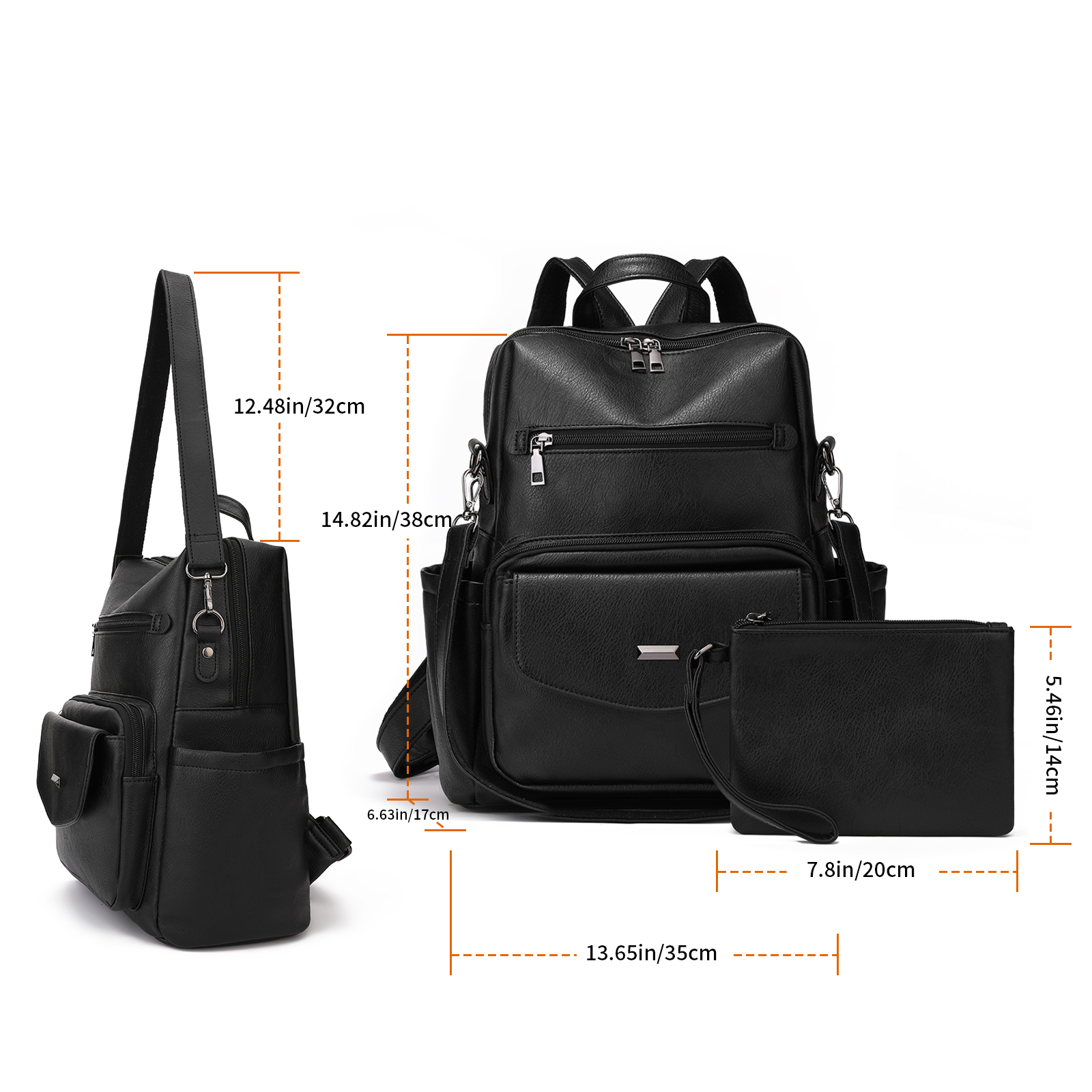 GOIACII Women's Leather Backpack Purse 2-Piece Set photo 6