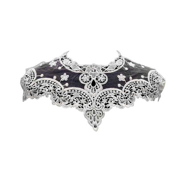 Visland Lace Embroidered Fake Collar Hollow See-through Lace Flower Pattern False Collar Lace Embellished Clothing Accessory