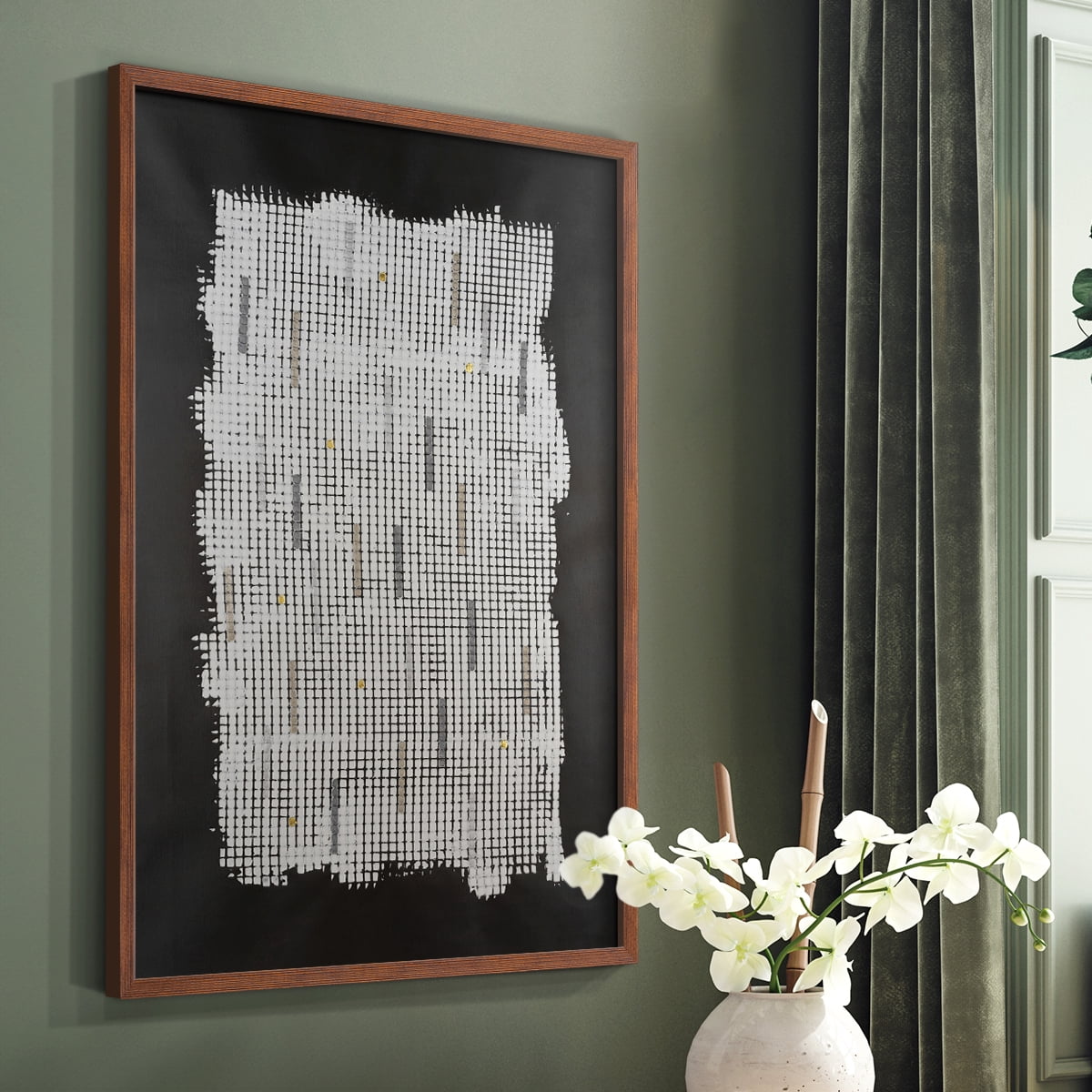 Bits & Bytes II Framed Print in Brown Solid Wood Framed Print No Nail Hanging
