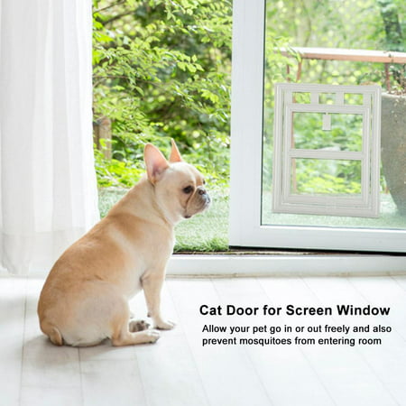 EECOO Plastic Pet Dog Puppy Cat Door Magnetic Locking Safe Flap for Screen Window Gate,Cat Door for Screen Window, Cat Door for Screen (Best Window Screen For Cats)