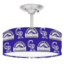 888 Cool Fans DR-0001396 Rockies MLB Baseball 2-Light Brushed Nickel Drum LED Lamp Fixture
