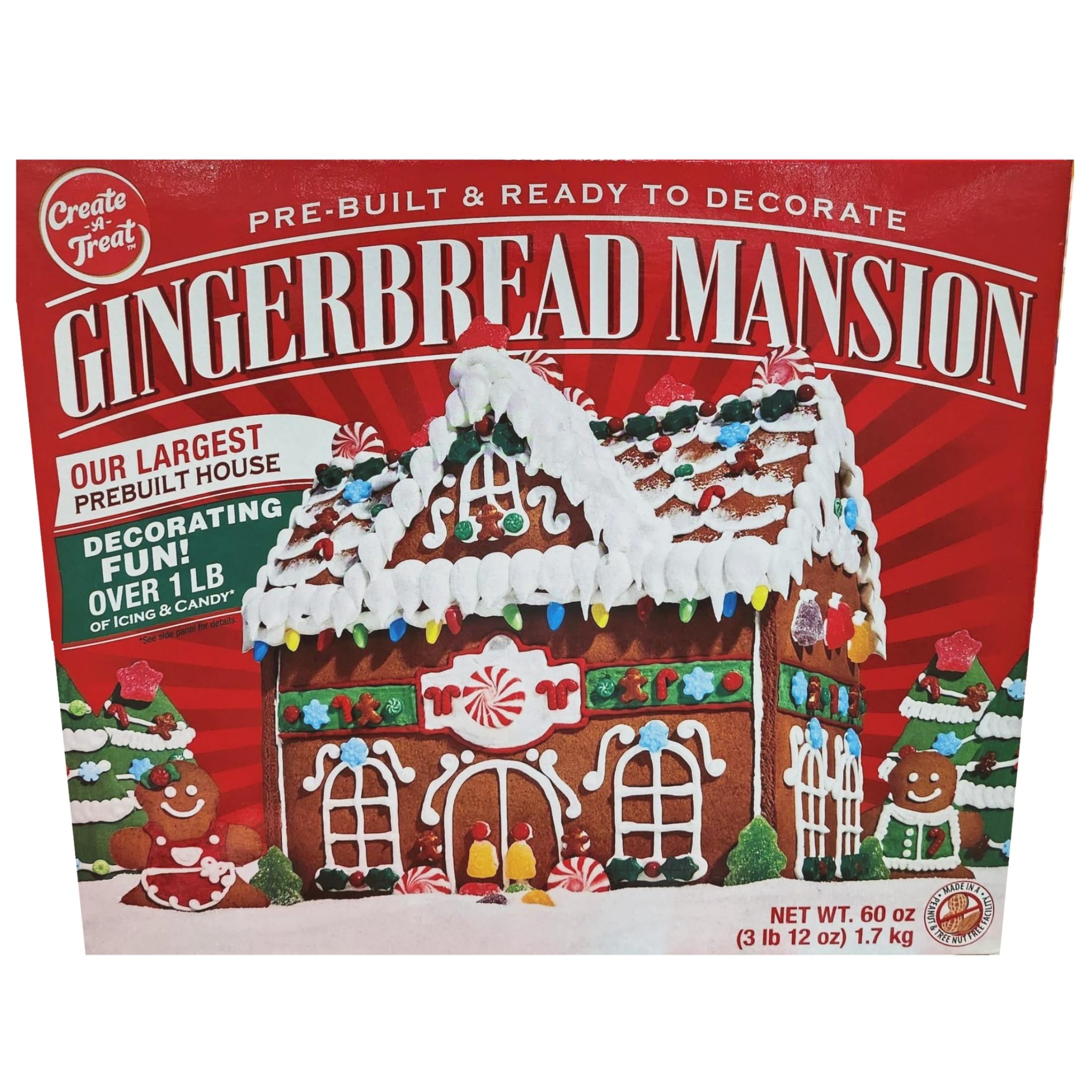 CreateATreat PreBuilt Mansion Gingerbread House Kit, 60oz Readyto
