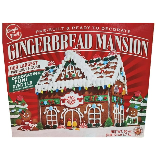 CreateATreat PreBuilt Mansion Gingerbread House Kit, 60oz ReadytoDecorate Largest Home Fun