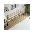 thumbnail image 3 of Twin Size Daybed Frame, Metal Daybed with Floral Headboard, Heavy Duty Steel Slats, Modern Gold Bed for Guest Room, 3 of 7