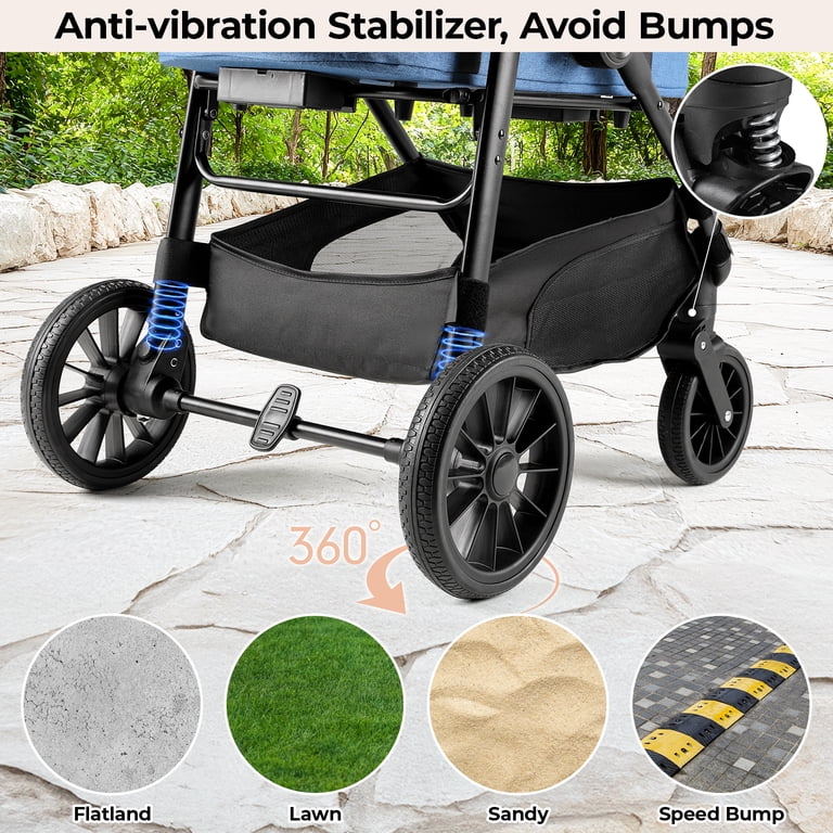 TLGREEN 4-Wheel Pet Stroller 3-in-1 Convertible Design, Blue photo 4