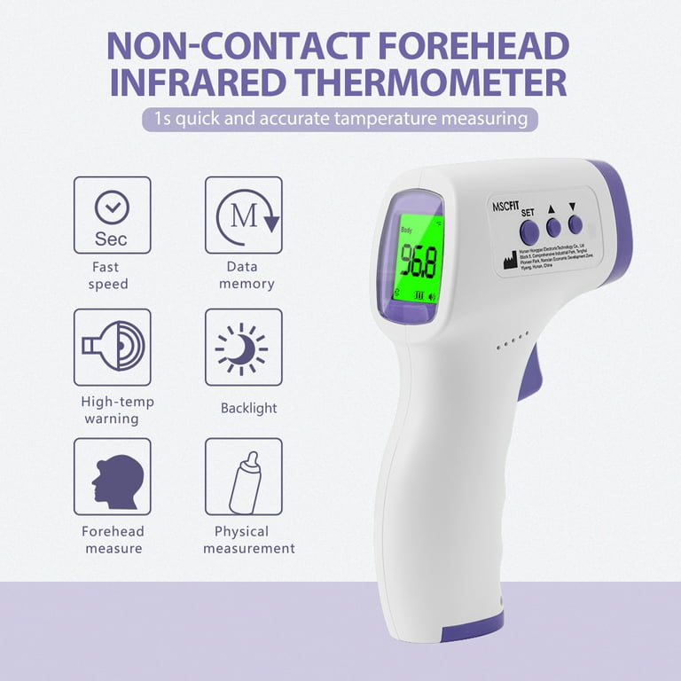 LOOKEE Petite Infrared Touchless Forehead Thermometer for Adults and Kids | Baby Thermometer with Fever Alarm | 3-in-1 No Touch Medical Digital