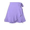 thumbnail image 5 of Hanerdun Women Wrap Skirts Female High Waist Ruffle A-Line Mini Skirt Purple L, 5 of 5
