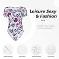 thumbnail image 4 of Saiise Motif de Crâne Musical Enregistré mike Combinaison à Manches Courtes pour Femme Pyjama à Col Rond Justaucorps Extensible avec Fermeture à Boutons-Pression-Petit, 4 of 7