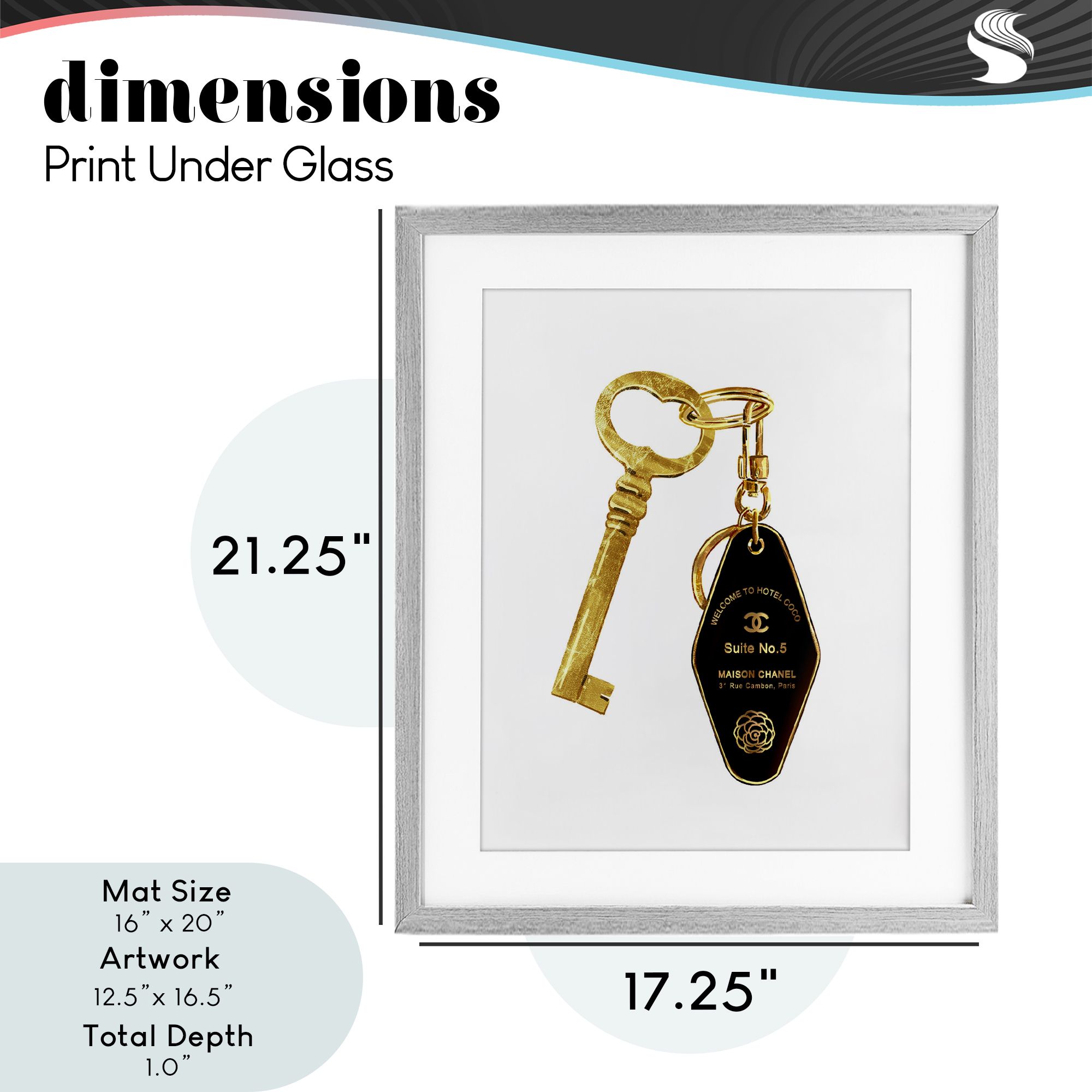 Luxury Fashion Key Gray Framed Print Under Glass, design by Ziwei Li
