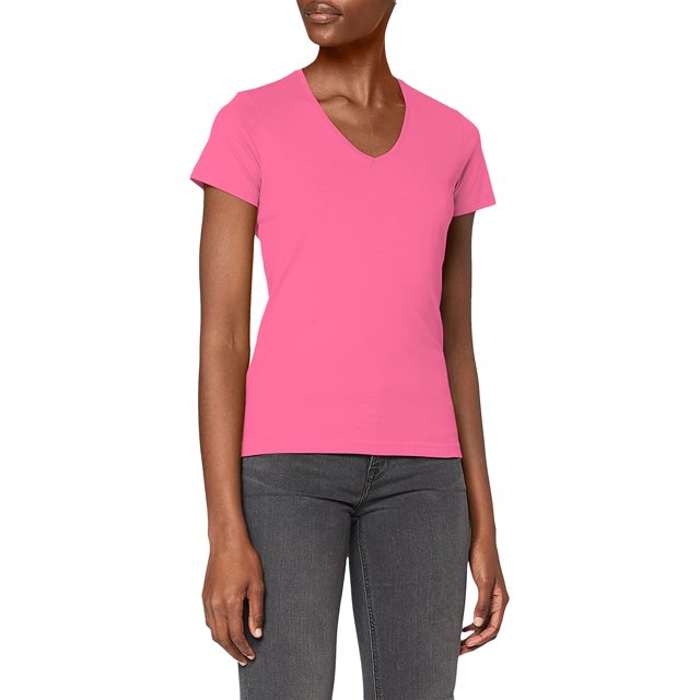 Stedman - Camiseta clásica de cuello en pico para mujer (Azul claro)