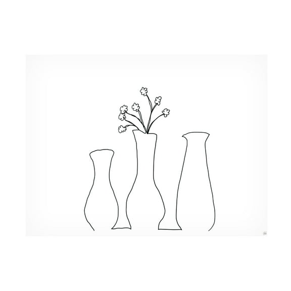 Canvas Wall Art - Line and Brush 'Floral Set Still Life 3' Wall Art for Living Room, Bedroom, or Office Décor by Trademark Fine Art - 19 x 14 Inches