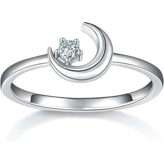 Half Moon Design Solitaire Diamond Wedding Ring 1.6 Ct Diamond 14K White Gold Over